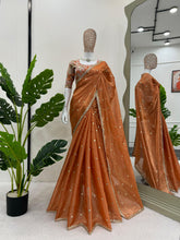 New Partywear Jimmy Chu Fabric Sequence n Embroidered Fancy Designer Saree